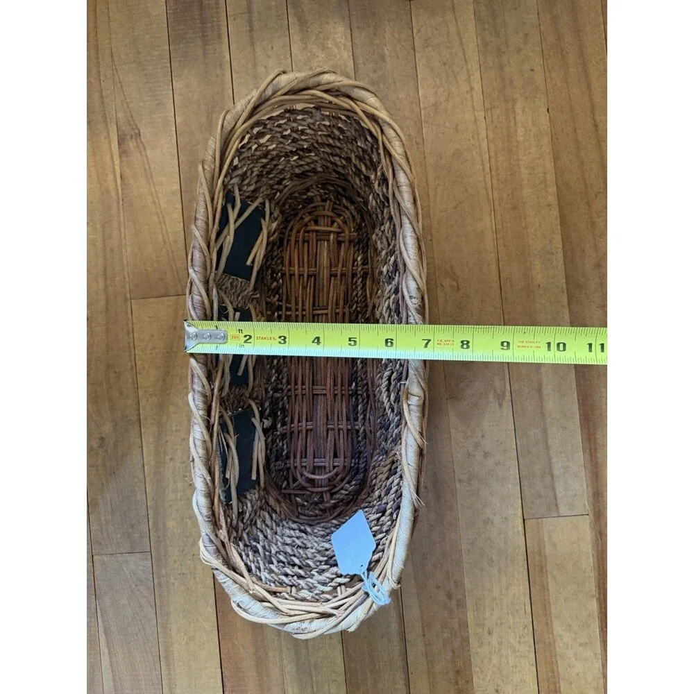 Wicker Oval Decorative Basket Nautical Tile Accents Brown Multicolor 16